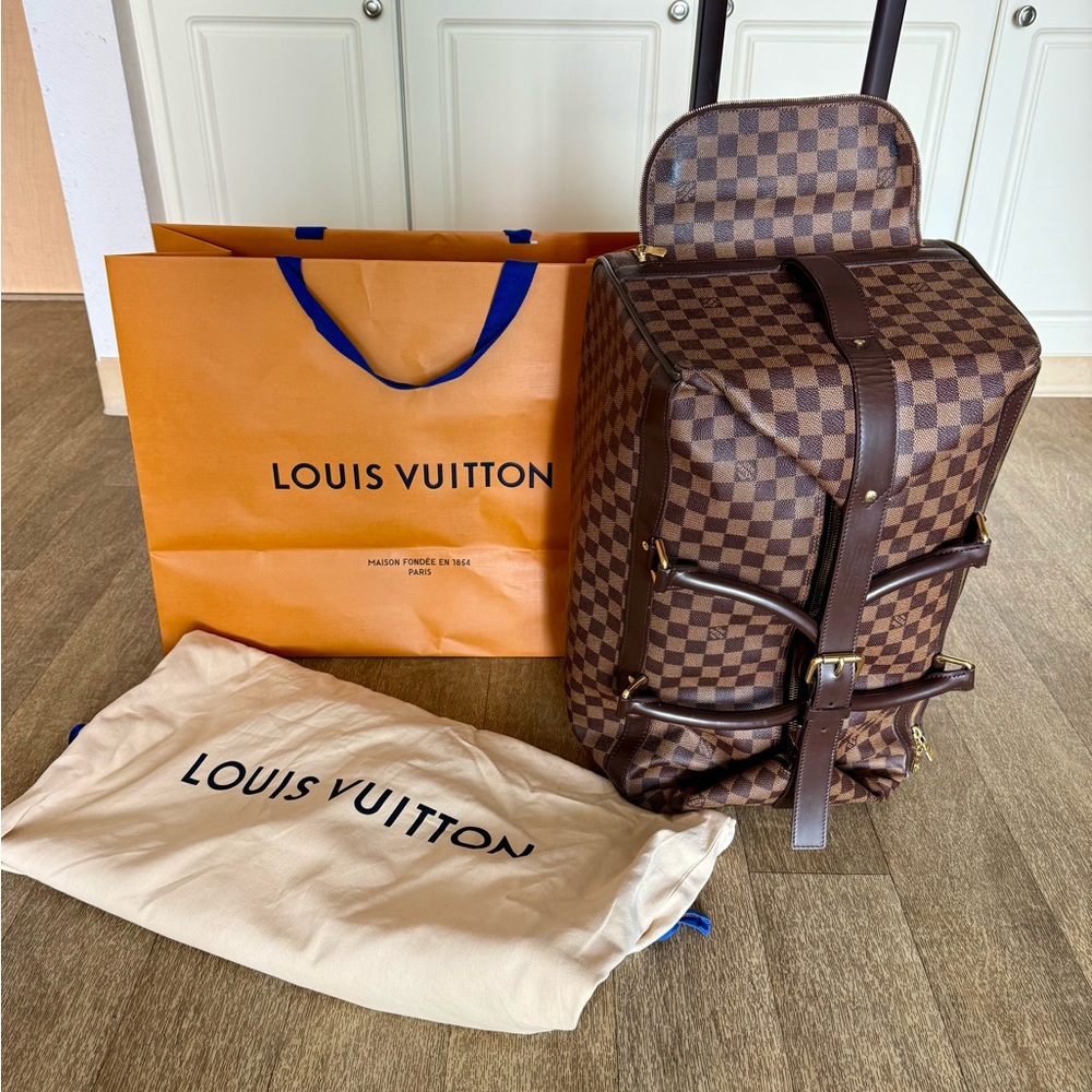 LOUIS VUITTON Eole 50 Rolling Duffle Bag – Damier Ebene, Excellent Condition